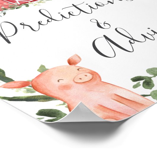 農場の赤ちゃんシャワー予測とアドバイス標識 ポスター (角)