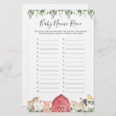 農場の赤ちゃんシャワー名のレースゲームで (正面/裏面)