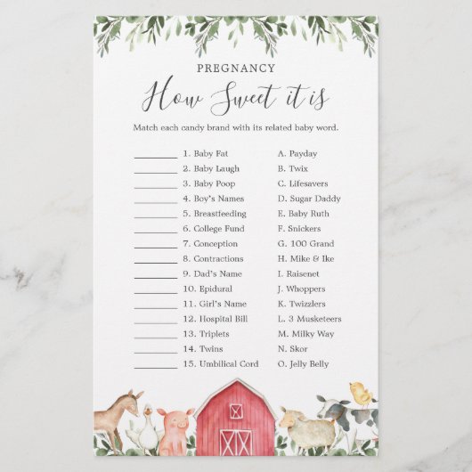 農場の赤ちゃんシャワー妊娠どのように甘いゲーム (正面)