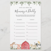 農場の赤ちゃんシャワー彼らはゲームカードを何歳だった (正面)