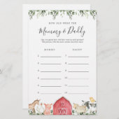 農場の赤ちゃんシャワー彼らはゲームカードを何歳だった (正面/裏面)