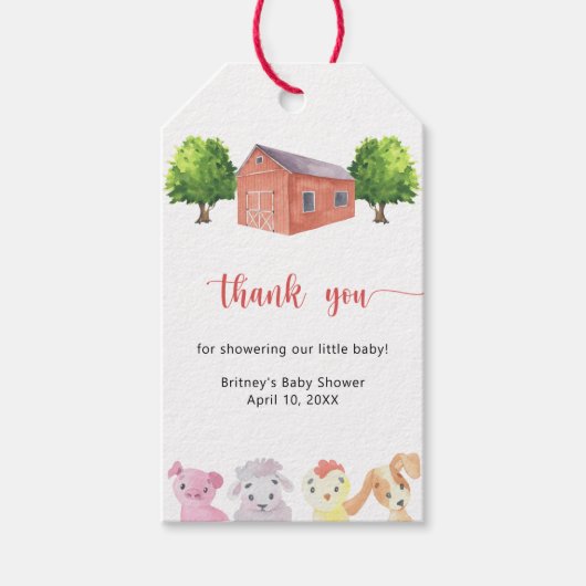 農場の赤ちゃんシャワー感謝してい-あなた ギフトタグ (正面)