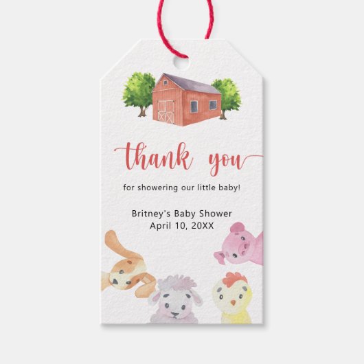 農場の赤ちゃんシャワー感謝してい-あなた ギフトタグ (正面)