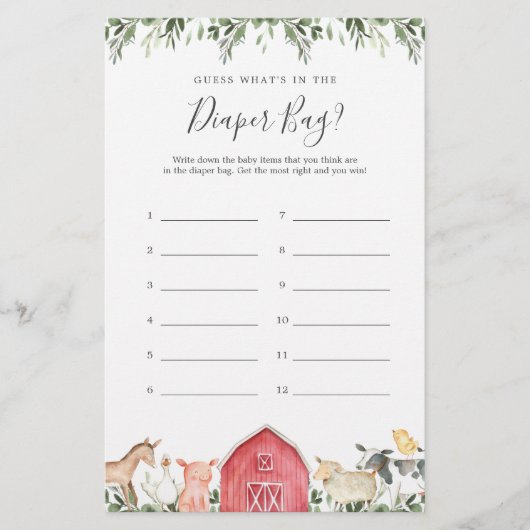 農場の赤ちゃんシャワー推測おむつバッグ (正面)