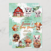 農場の赤ちゃんシャワー 招待状 (正面/裏面)