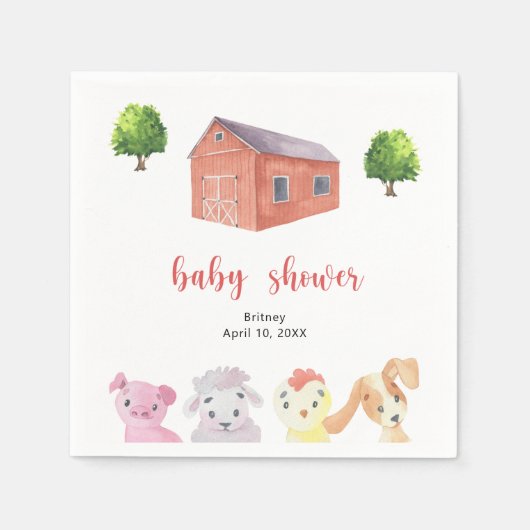 農場の赤ちゃんシャワー – 赤ちゃんシャワー スタンダードカクテルナプキン (正面)