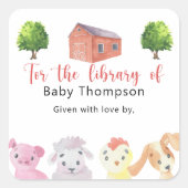 農場の赤ちゃん歓迎ブックプレート - 赤ちゃんのための本 スクエアシール