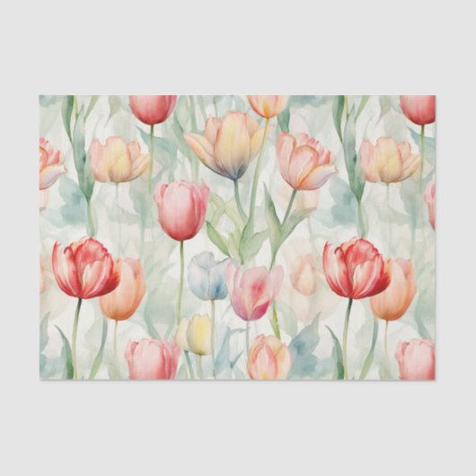 農場の赤と黄色のチューリップの花 薄葉紙 (正面)