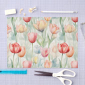 農場の赤と黄色のチューリップの花 薄葉紙 (クラフト)