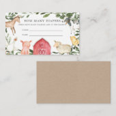 農場の赤ん坊のシャワーで、おむつ数を推測 エンクロージャーカード (正面/裏面)