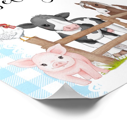 農場の赤ん坊のシャワー推測ママのおなかの大きさ ポスター (角)