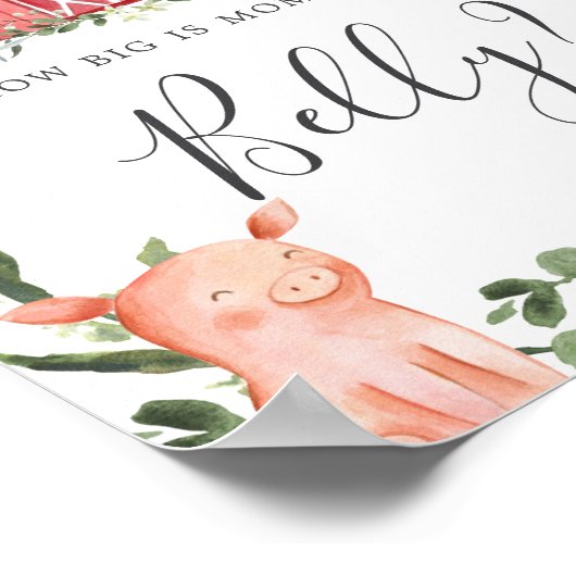 農場の赤ん坊のシャワー推測ママのおなかの大きさ ポスター (角)