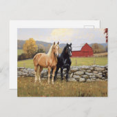 農場の馬素朴類 ポストカード (正面/裏面)