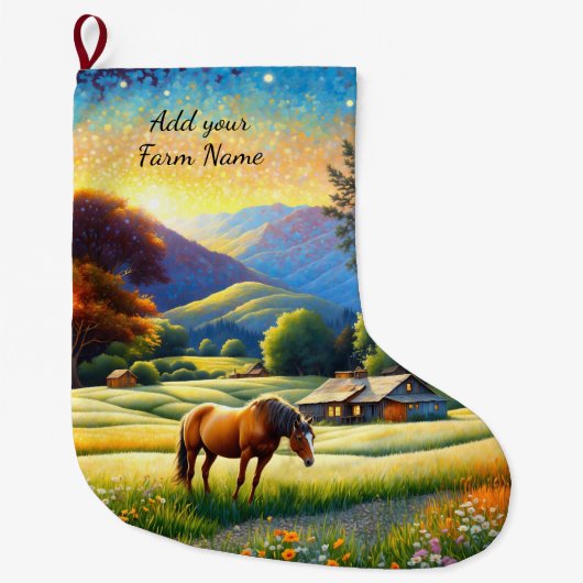 農場の馬 ラージクリスマスストッキング (正面)