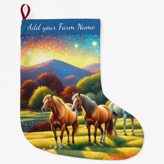 農場の馬 ラージクリスマスストッキング (正面)