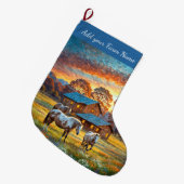 農場の馬 ラージクリスマスストッキング (正面 (吊り時))