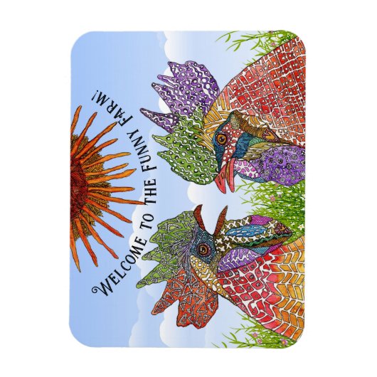 農場の鶏おもしろいへようこそ マグネット (縦)