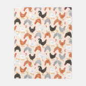 農場の鶏パターン フリースブランケット (正面)