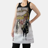 農場の黒馬で冬になる エプロン (インサイチュ)