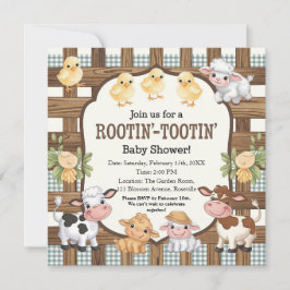 農場をテーマにした赤ちゃんシャワーデザイン – かわいい動物 招待状