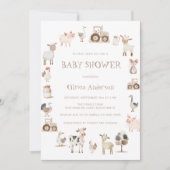 農場をテーマにした赤男女兼用ちゃんシャワー 招待状 (正面)