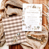 農場をテーマにした赤男女兼用ちゃんシャワー 招待状