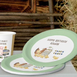 農場をテーマにした「コケコッコー」ニワトリの子供の誕生日パーティー ペーパープレート