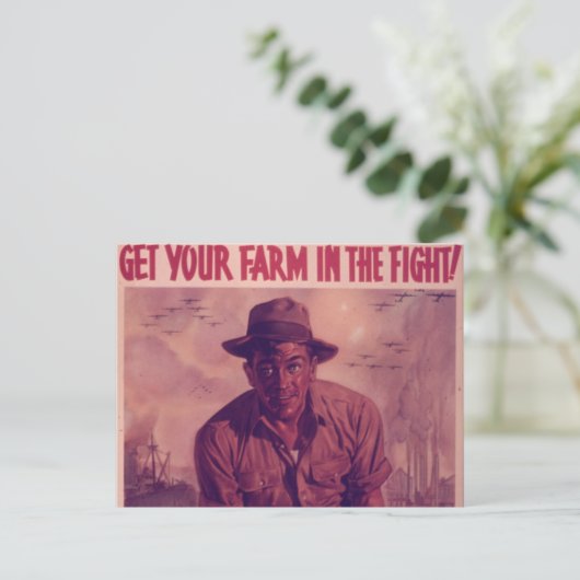 農場を戦いに連れて行く – ヴィンテージ ポストカード (スタンド正面)