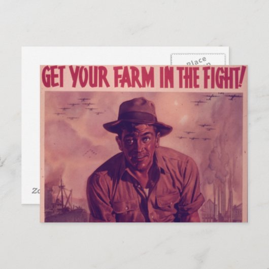 農場を戦いに連れて行く – ヴィンテージ ポストカード (正面/裏面)