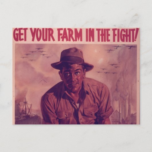 農場を戦いに連れて行く – ヴィンテージ ポストカード (正面)