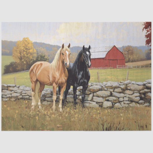 農場デコペ素朴ージ内の馬 薄葉紙 (正面)