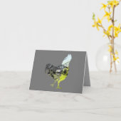 農場デザイン入りチキンシルエット空白の カード (黄色い花)