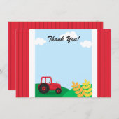 農場トラクターの子供の誕生日のパーティーのサンキューカード サンキューカード (正面/裏面)