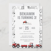 農場トラクター テーマの誕生日招待状 招待状 (正面)