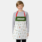 農場パターン上のバニーとダックス エプロン (着用した状態)