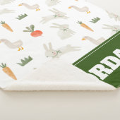 農場パターン上のバニーとダックス シェルパブランケット (3/4)