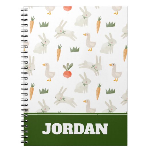 農場パターン上のバニーとダックス ノートブック (正面)
