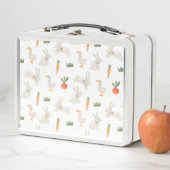 農場パターン上のバニーとダックス メタルランチボックス (インサイチュ)