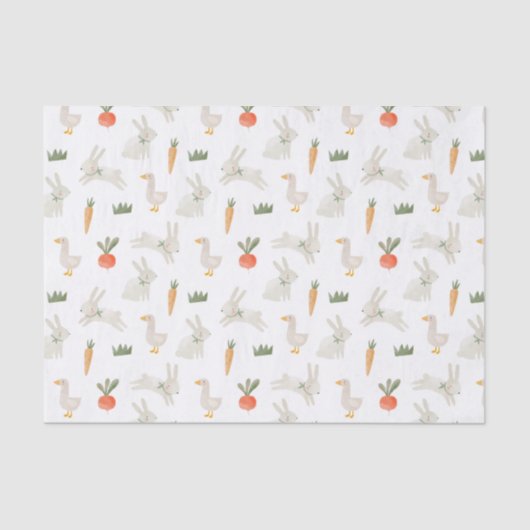 農場パターン上のバニーとダックス 薄葉紙 (正面)