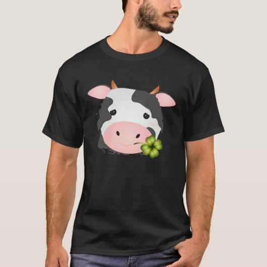 農場ファンに捧ぐ葉を持つかわいい牛 Tシャツ (正面)