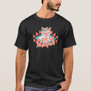 農場ママ豚ピグレットカントリー動物ママ母 Tシャツ