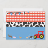 農場ヤードの誕生会の動物のブタのトラクターの招待 招待状 (裏面)