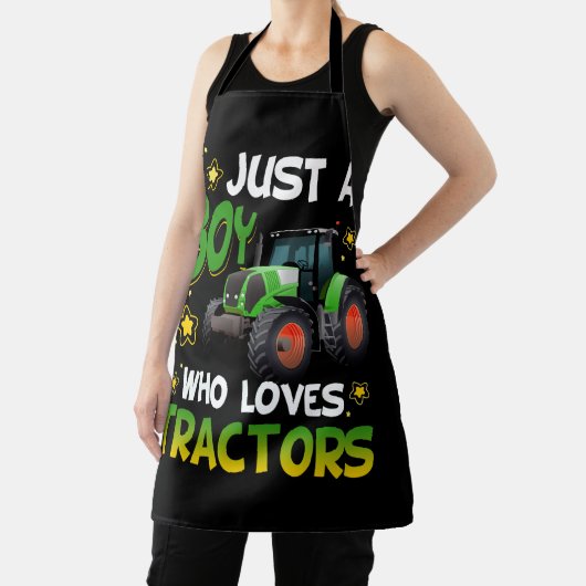 農場ライフスタイルトラクター・エンジンを愛する少年 エプロン (インサイチュ)