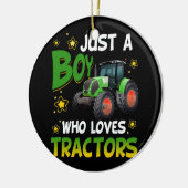 農場ライフスタイルトラクター・エンジンを愛する少年 セラミックオーナメント (左)