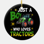 農場ライフスタイルトラクター・エンジンを愛する少年 セラミックオーナメント (裏面)