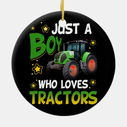 農場ライフスタイルトラクター・エンジンを愛する少年 セラミックオーナメント (裏面)