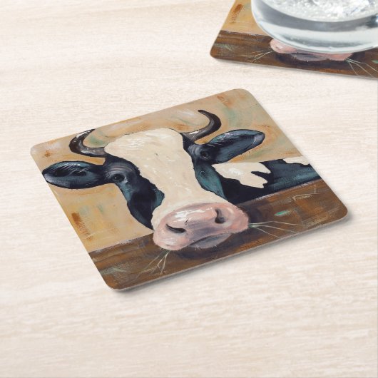 農場人生のガンサー牛 スクエアペーパーコースター (アングル)
