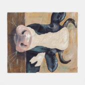 農場人生のガンサー牛 フリースブランケット (正面(横))