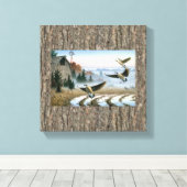 農場内の鵞鳥 キャンバスプリント (インサイチュ (ウッドフロア))