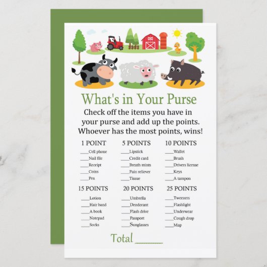 農場動物あなたの財布ゲームの中に何がある (正面/裏面)